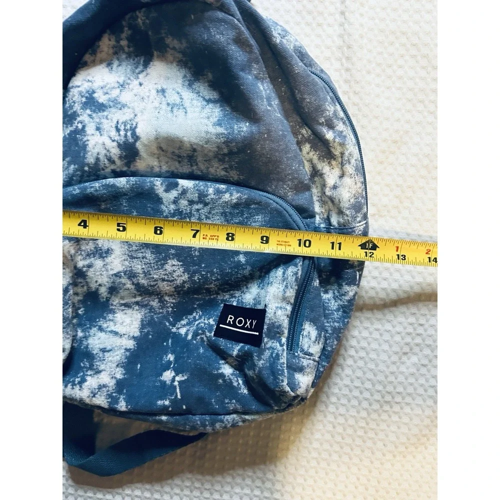 Roxy Backpack - Book Bag - Day Pack Tie-Dyed Multiple Zipper Pockets Blue Gray